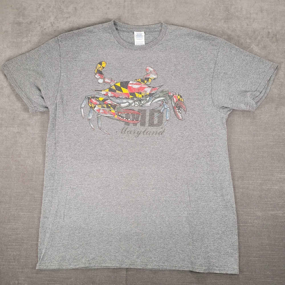 Delta Pro Weight‎ Y2K Maryland Crab Graphic T-Shirt Short Sleeve Gray Large